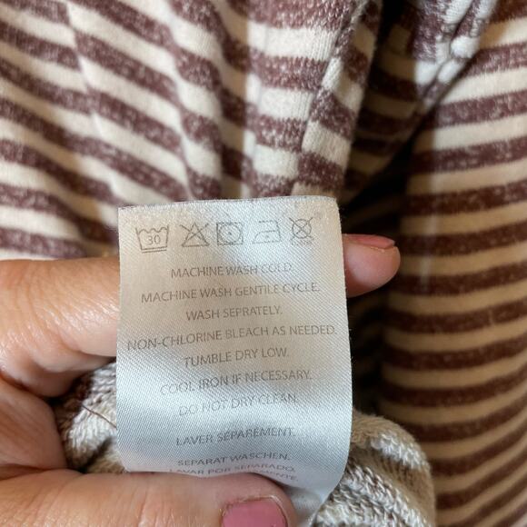 Volcom Striped French Terry Hoodie Medium Maroon Cream - Picture 6 of 6